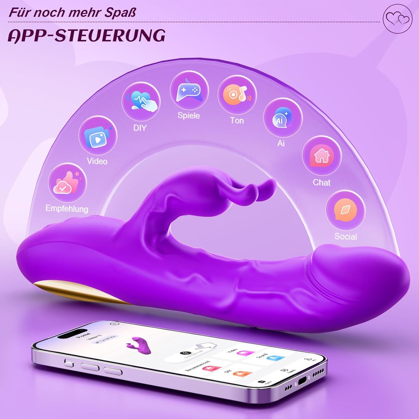 Doppel-Vibrator mit 10 Stoss- und Vibrationsfunktionen, Lila