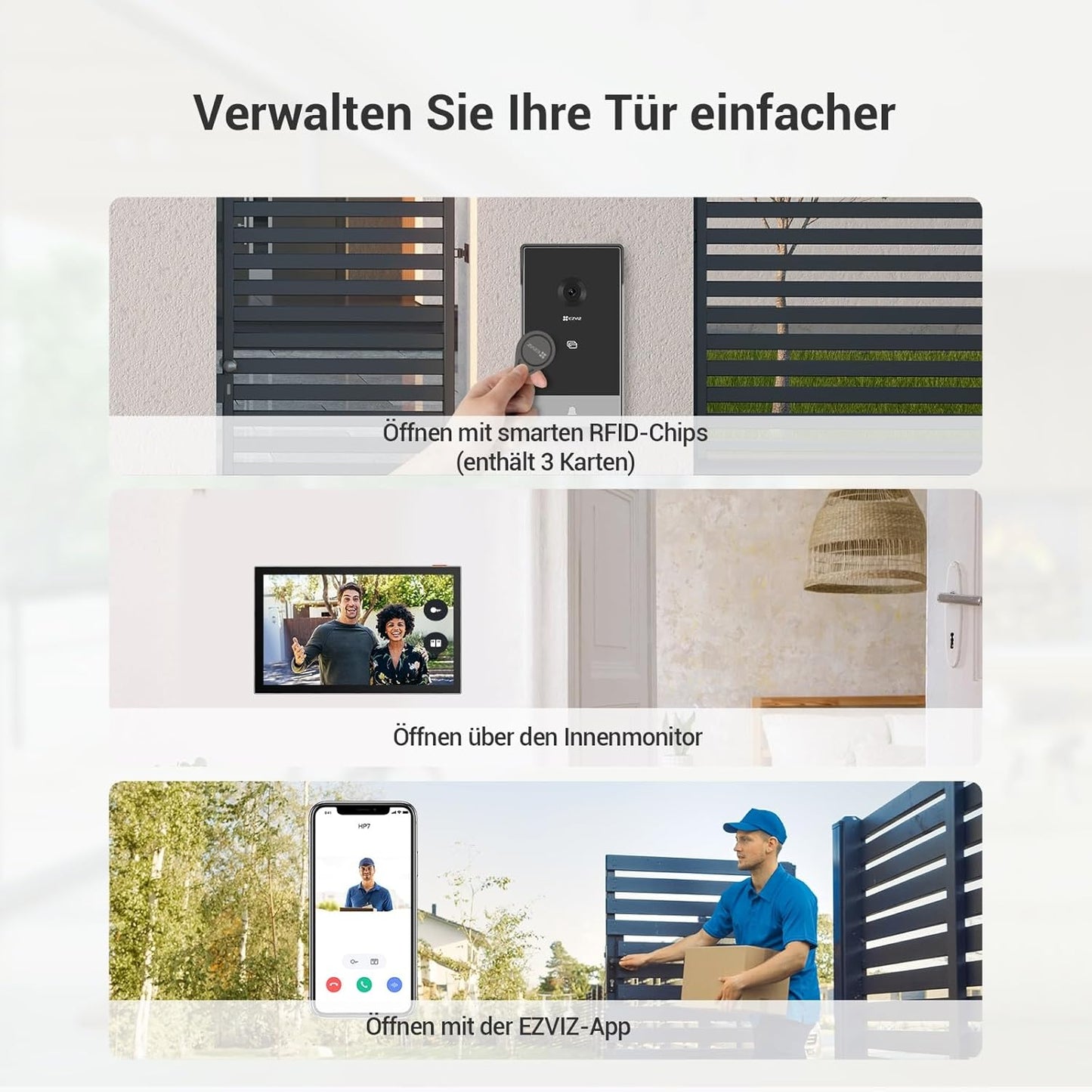 Video-Türsprechanlage mit Kamera und Touchscreen, Türsprechanlage Cp7
