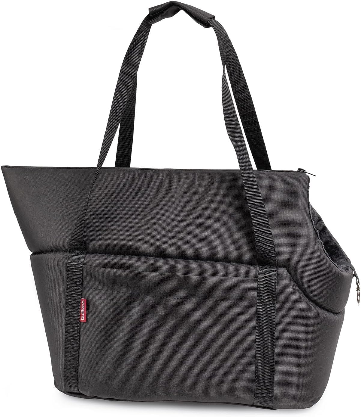 Hundetragetasche für Haustiere bis 10 kg, L 38 x B 28 x H 28 cm, Schwarz Schwarz/Minky