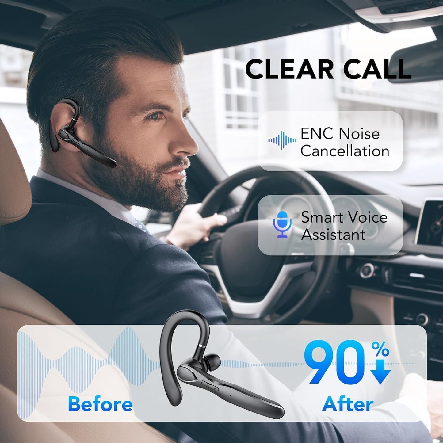 Bluetooth-Headset mit Noise Cancelling Mikrofon, dunkelschwarz