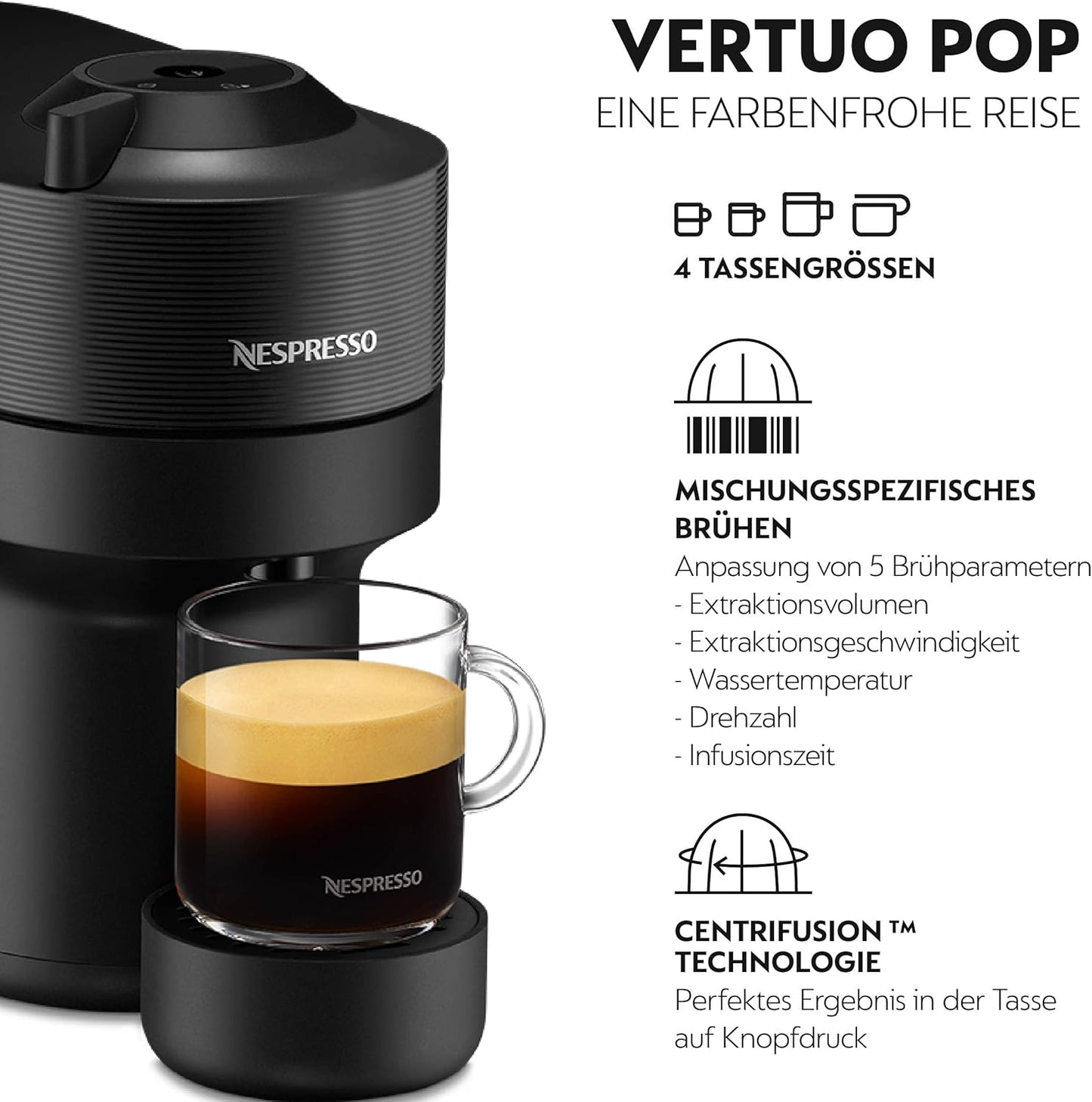 Kaffeekapselmaschine Vertuo Pop, Ohne Aeroccino ; Liquorice Black