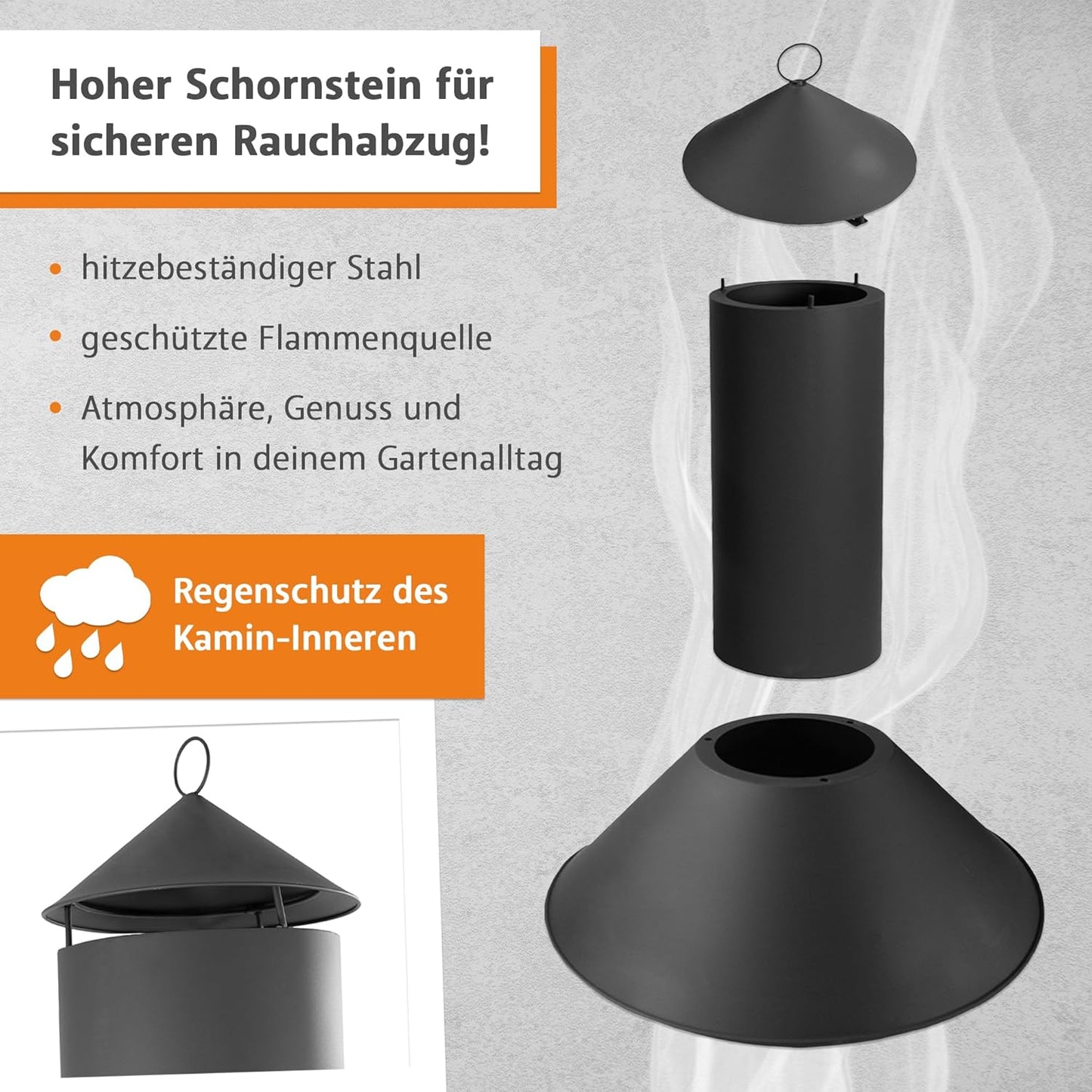 Gartenkamin mit Grillrost und Funkenschutztür