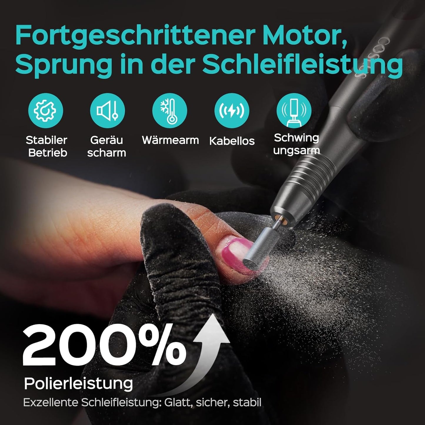 Elektrische Nagelfräse mit LED-Display, Grau