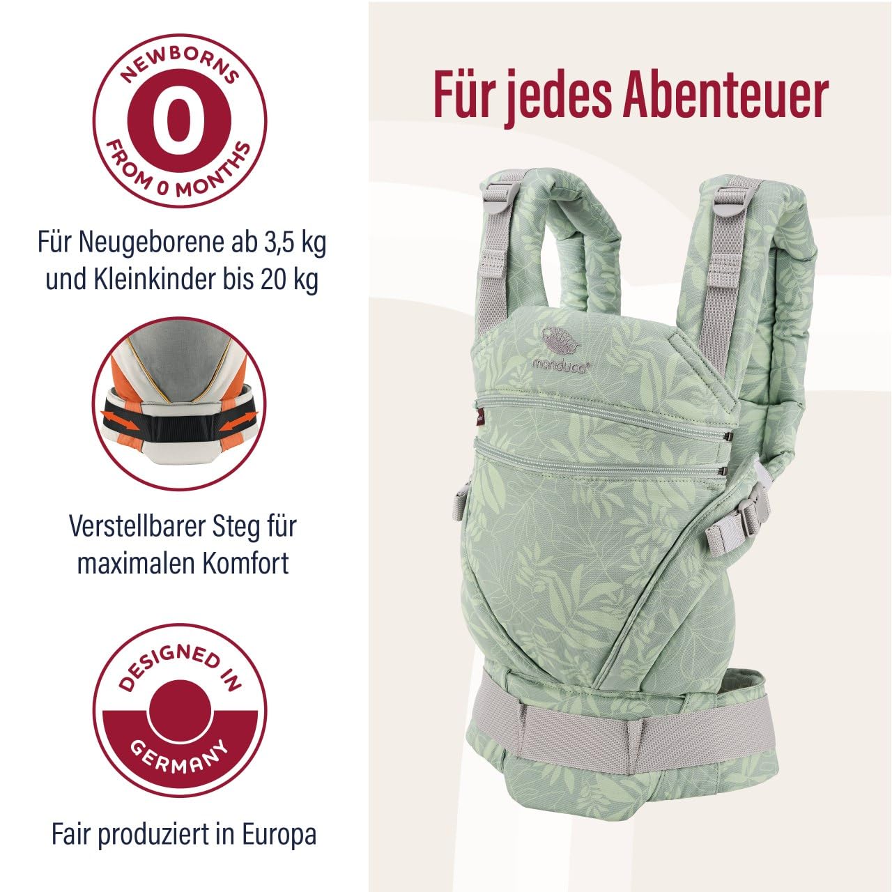 Verstellbare Babytrage XT, Botanic Green