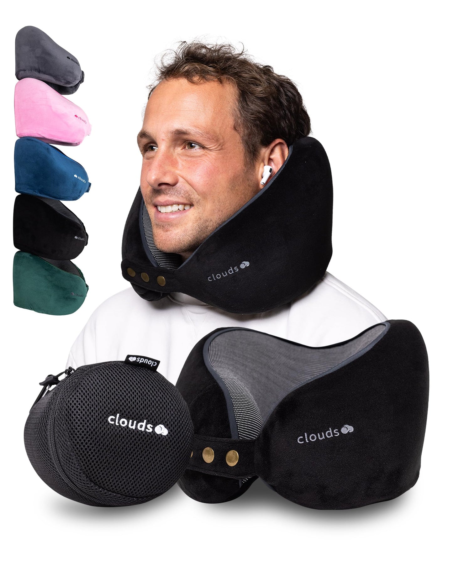Einstellbares Memory Foam Reisekissen, Schwarz L/XL