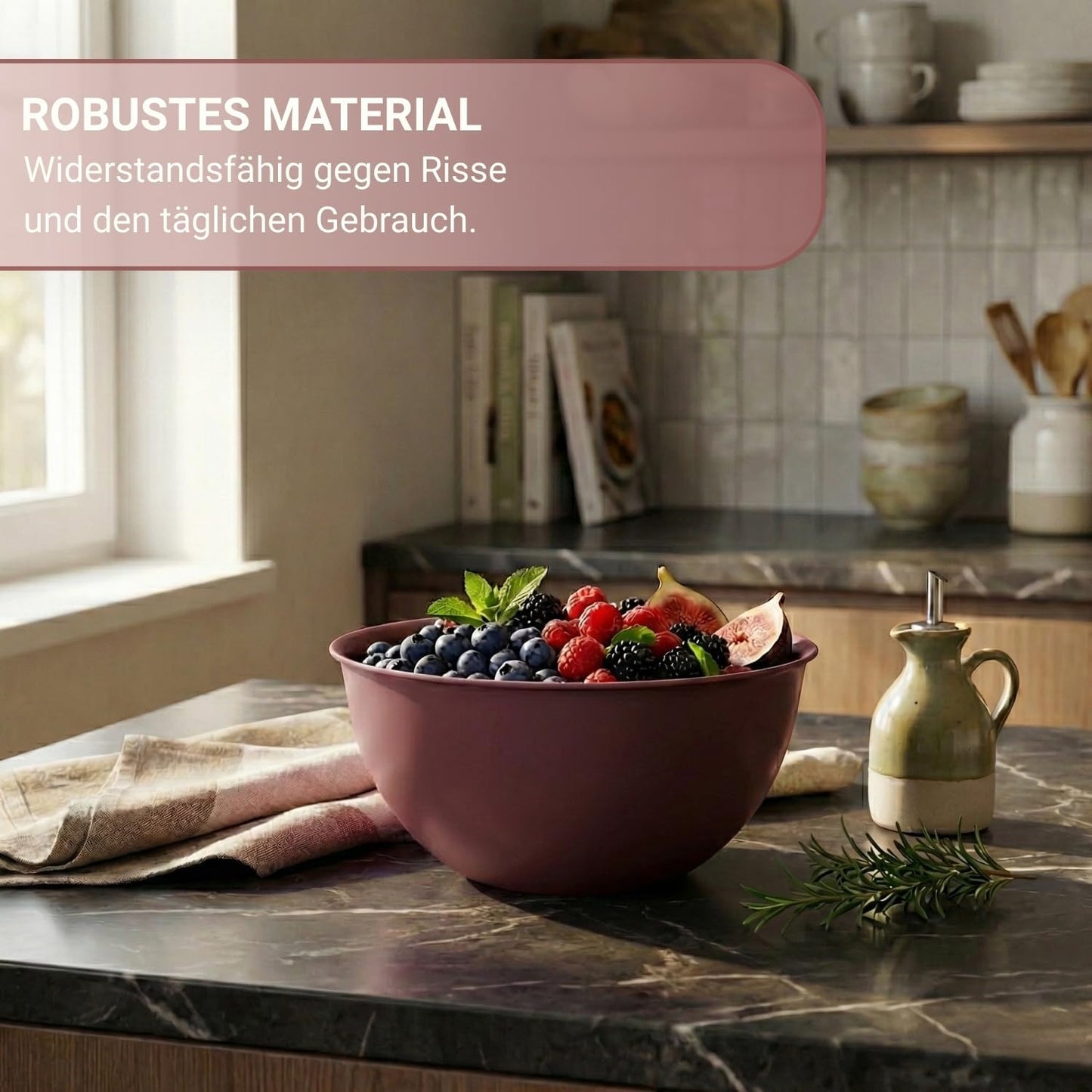 Salatschüssel, spülmaschinen- & mikrowellengeeignet, Rosa 2 l