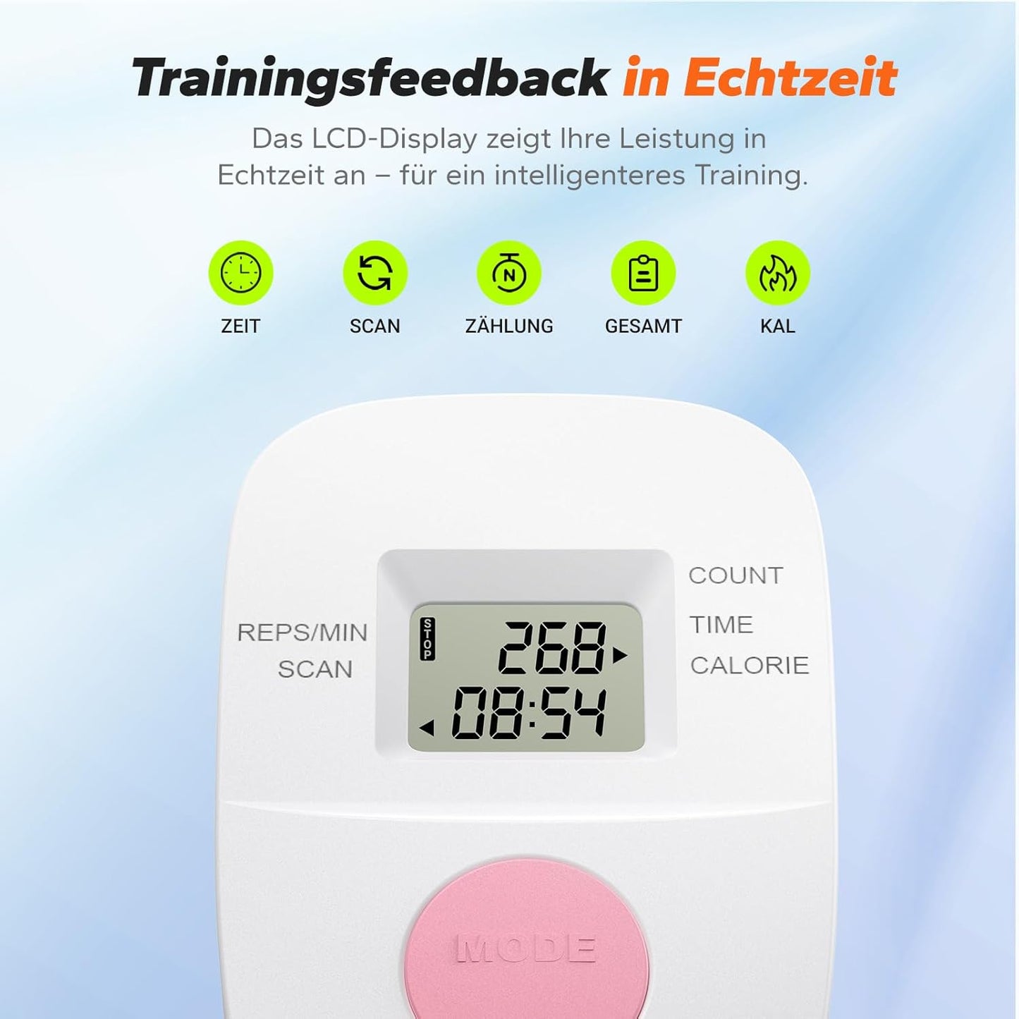 Bauchmuskeltrainer mit LCD-Monitor, Rosa