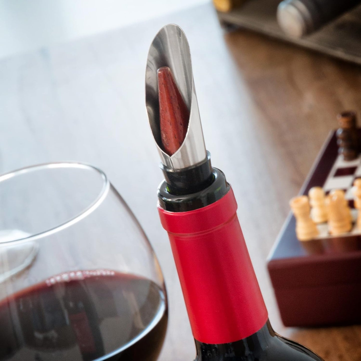 Weinzubehörset mit Schachspiel, Braun Einheitsgrösse