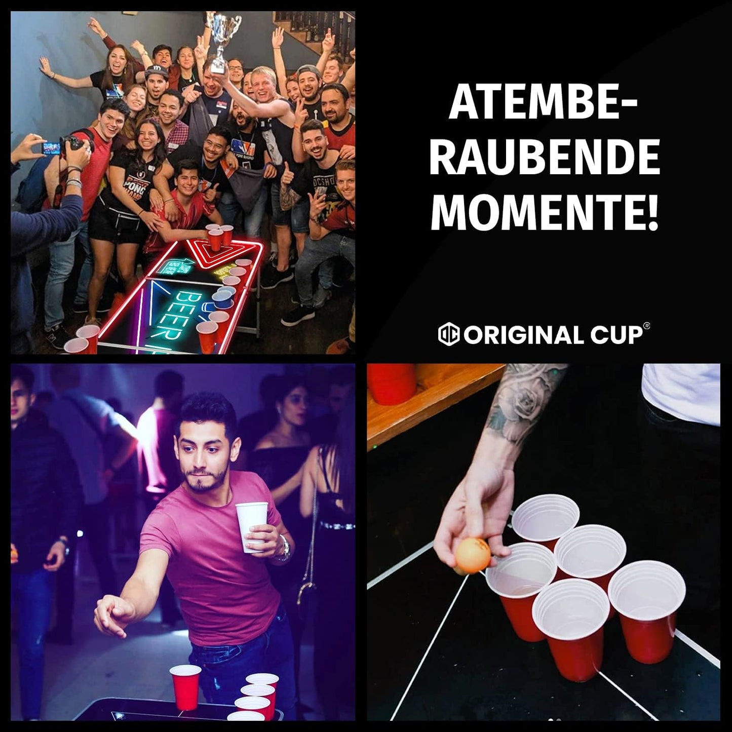 Beer Pong Tisch mit Spotlightholes und Neonlicht, Bier-pong Tisch