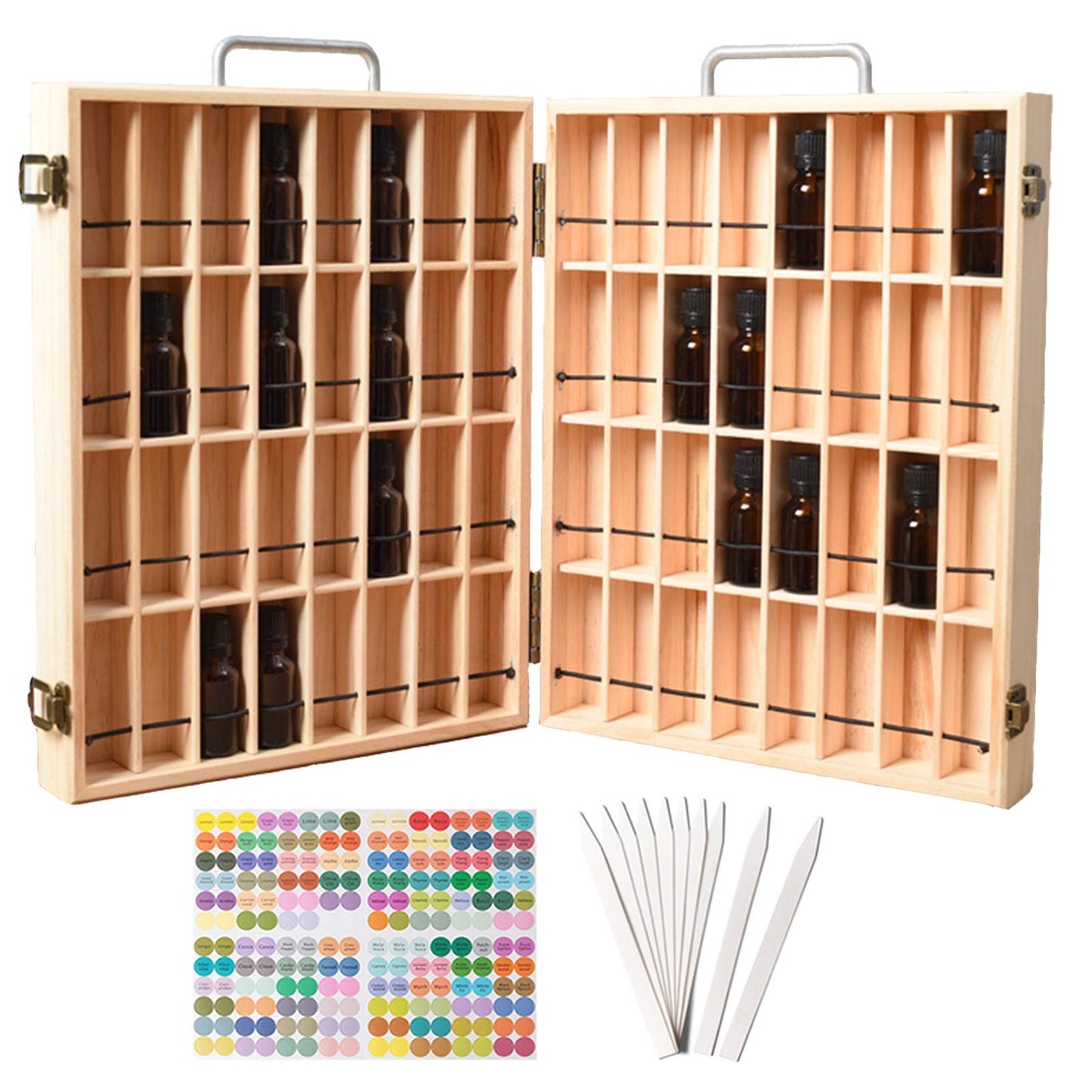 Holzbox für Duftöle, 64 Slots Ätherisches Öl Box