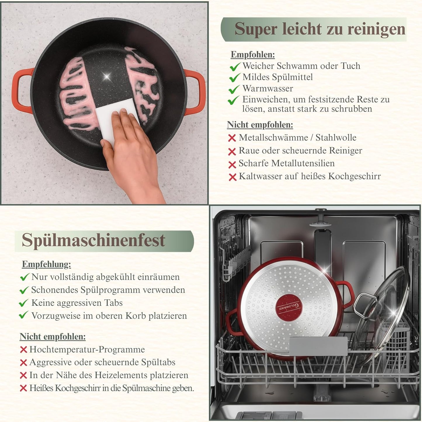 Kochtopf mit Antihaftbeschichtung, Rot 10L - Ø 28 CM