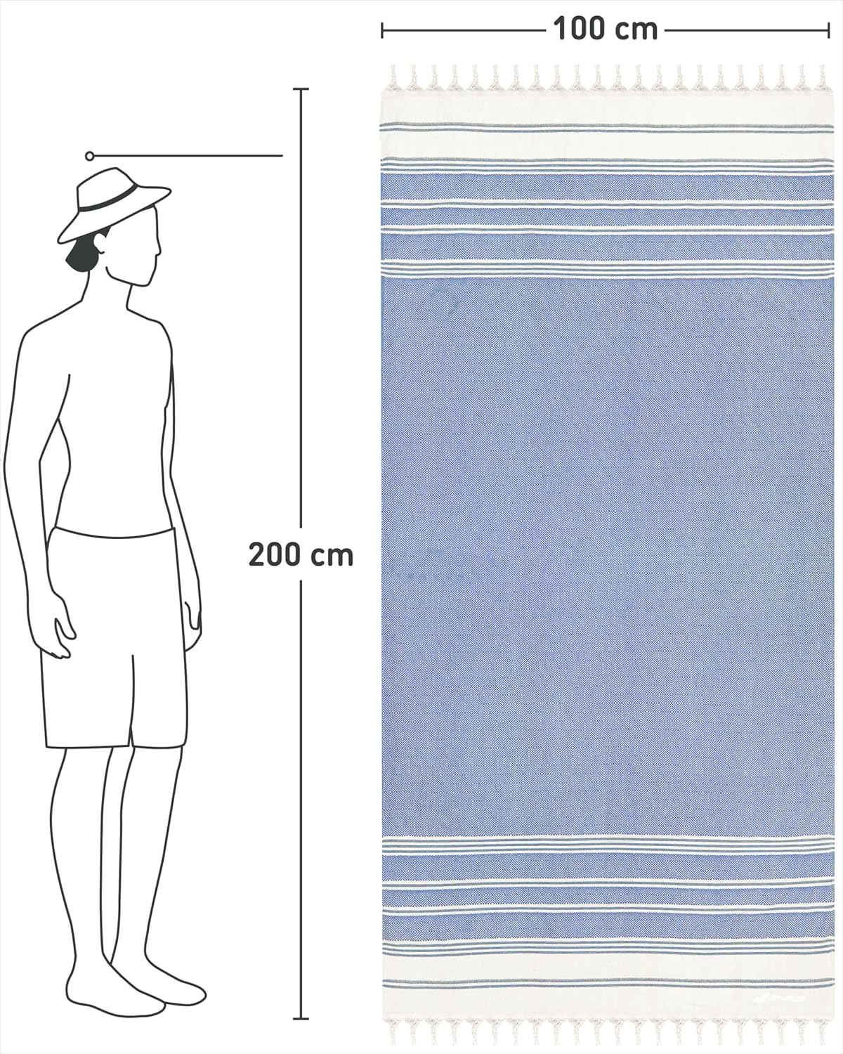 Hamamtuch, 10 Blue - Diamond 100x200cm