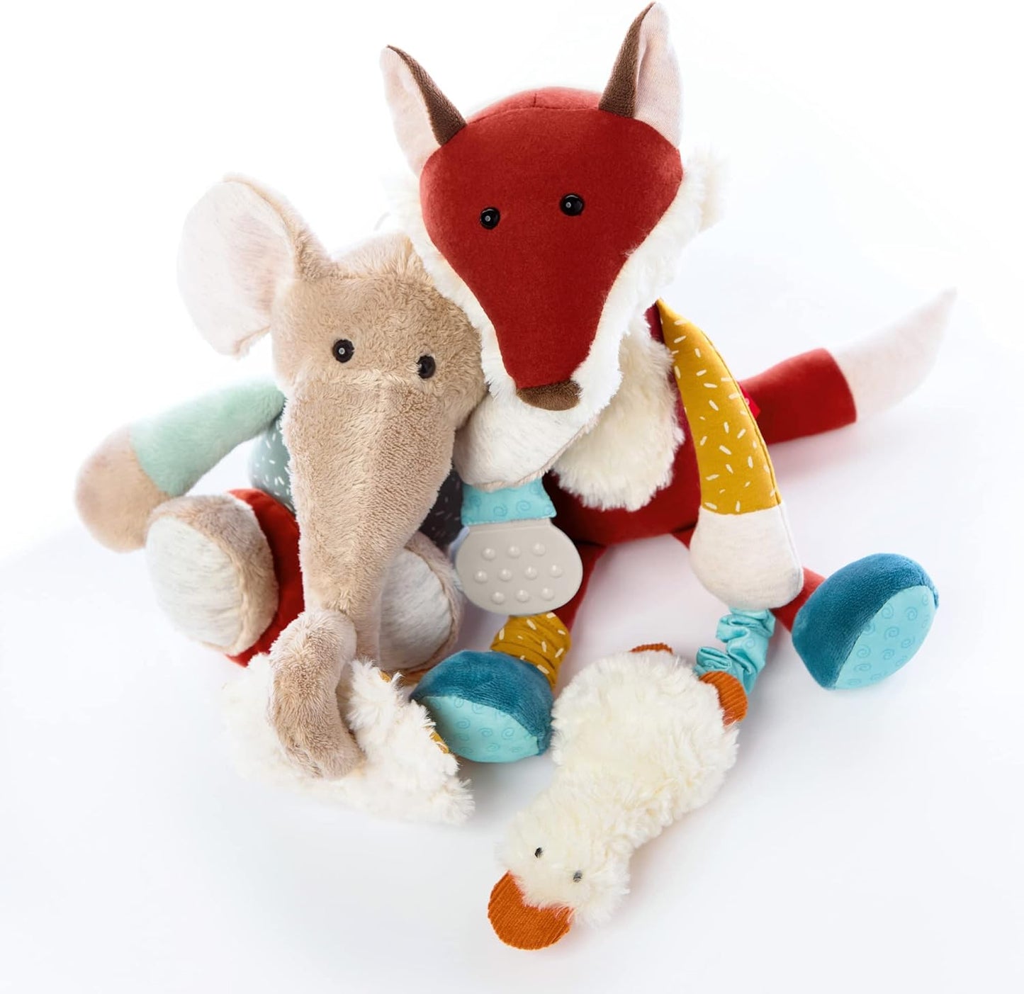 Babyaktivspielzeug Elefant Stofftier, Mint/Grau