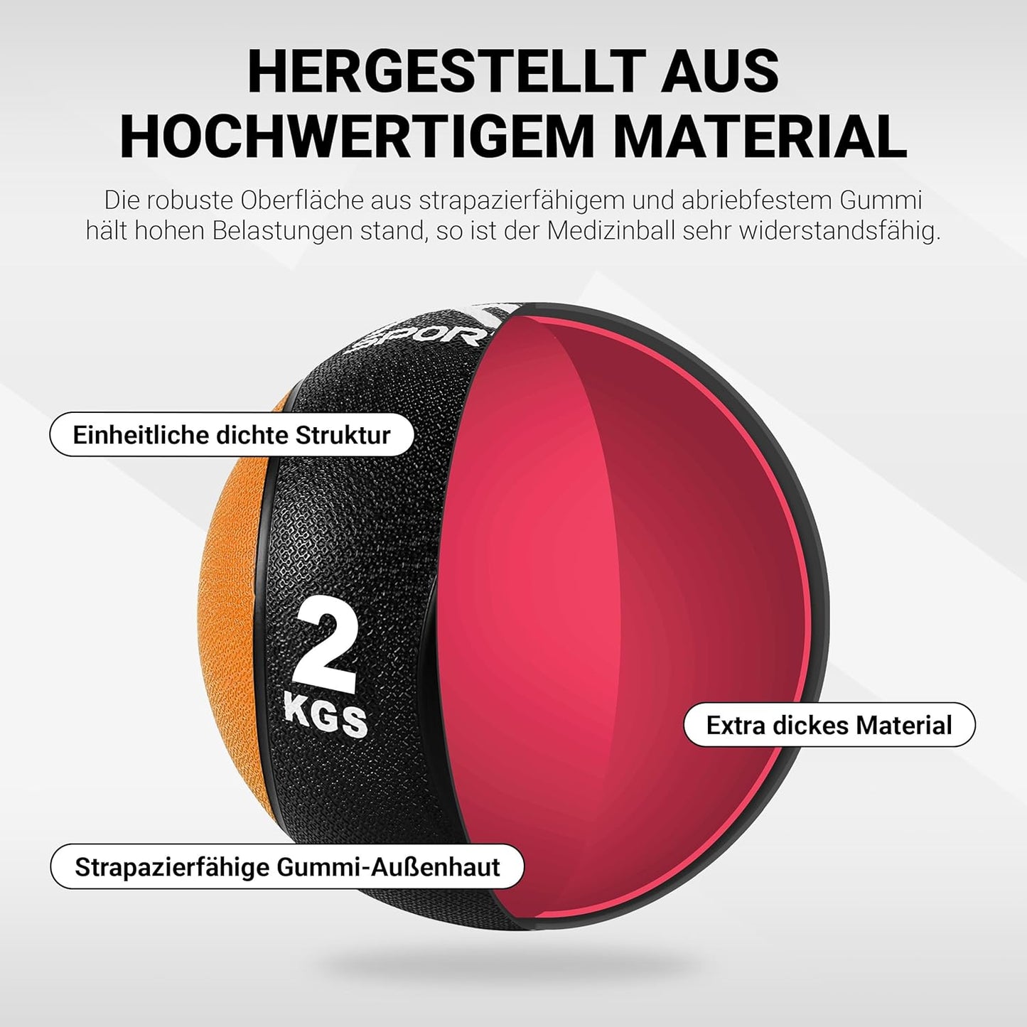 Medizinball, 2 kg - Orange