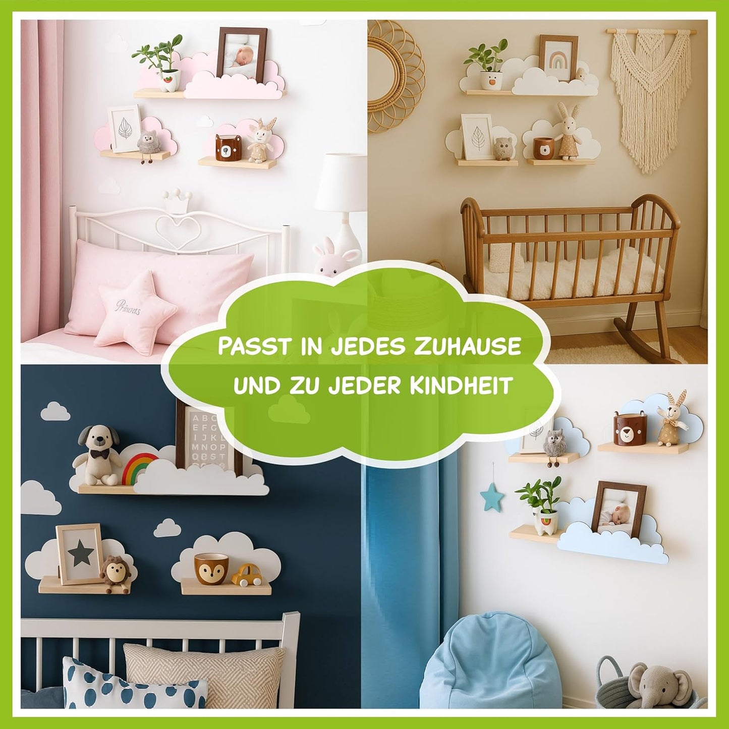 Holz Wandregal-Set für Kinderzimmer (3-teilig), Rosa