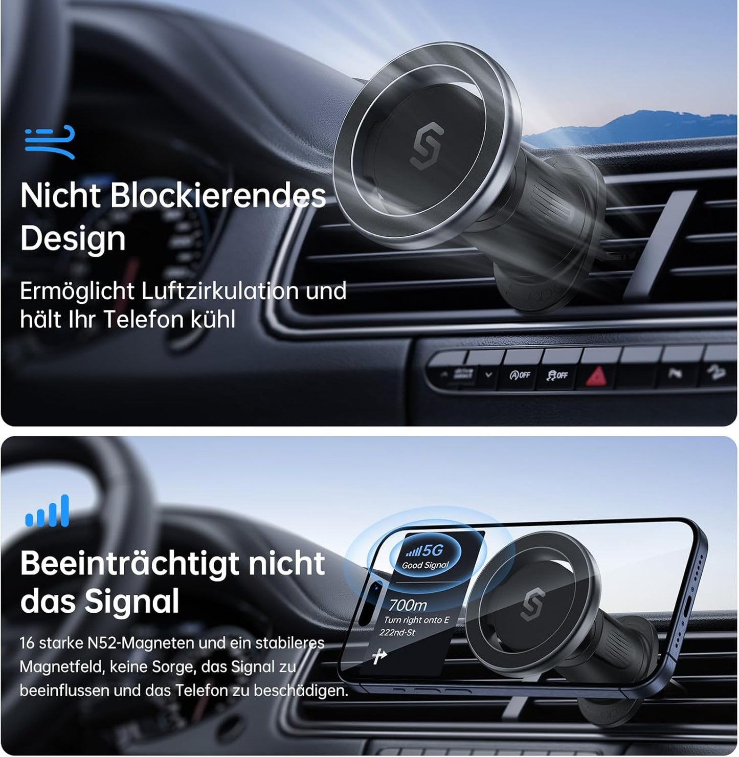 Magnetische Auto-Handyhalterung, Schwarz