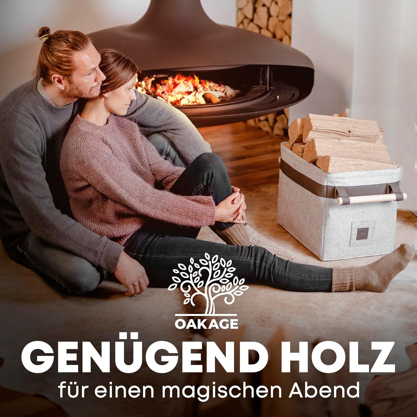 Holzkorb für Kaminholz, Hellgrau Single