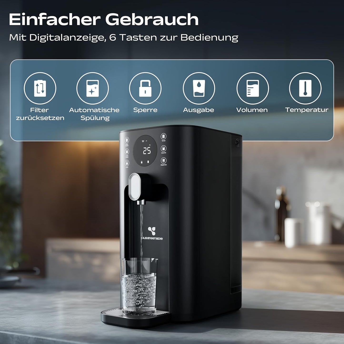 Ciarra X Umkehrosmoseanlage SGROF03 mit Heisswasserfunktion, Black