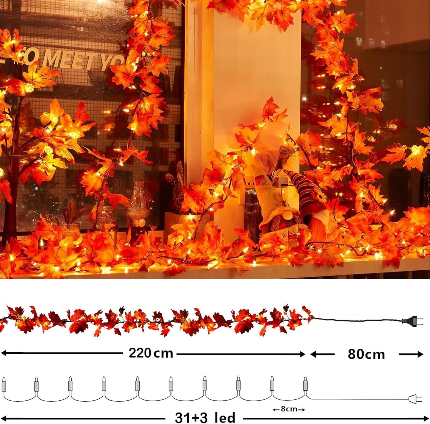 Herbstliche Ahornblätter-Lichterkette, Herbst