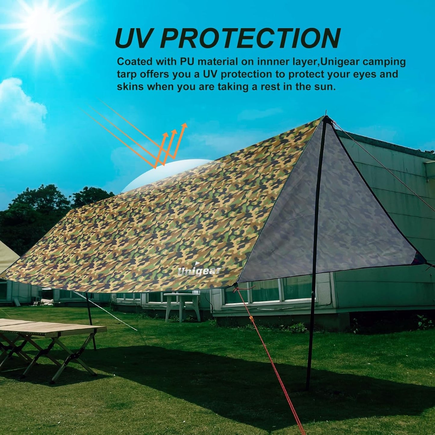 Wasserdichtes Tarp, Camouflage - Gelb/Grün 3x5 m