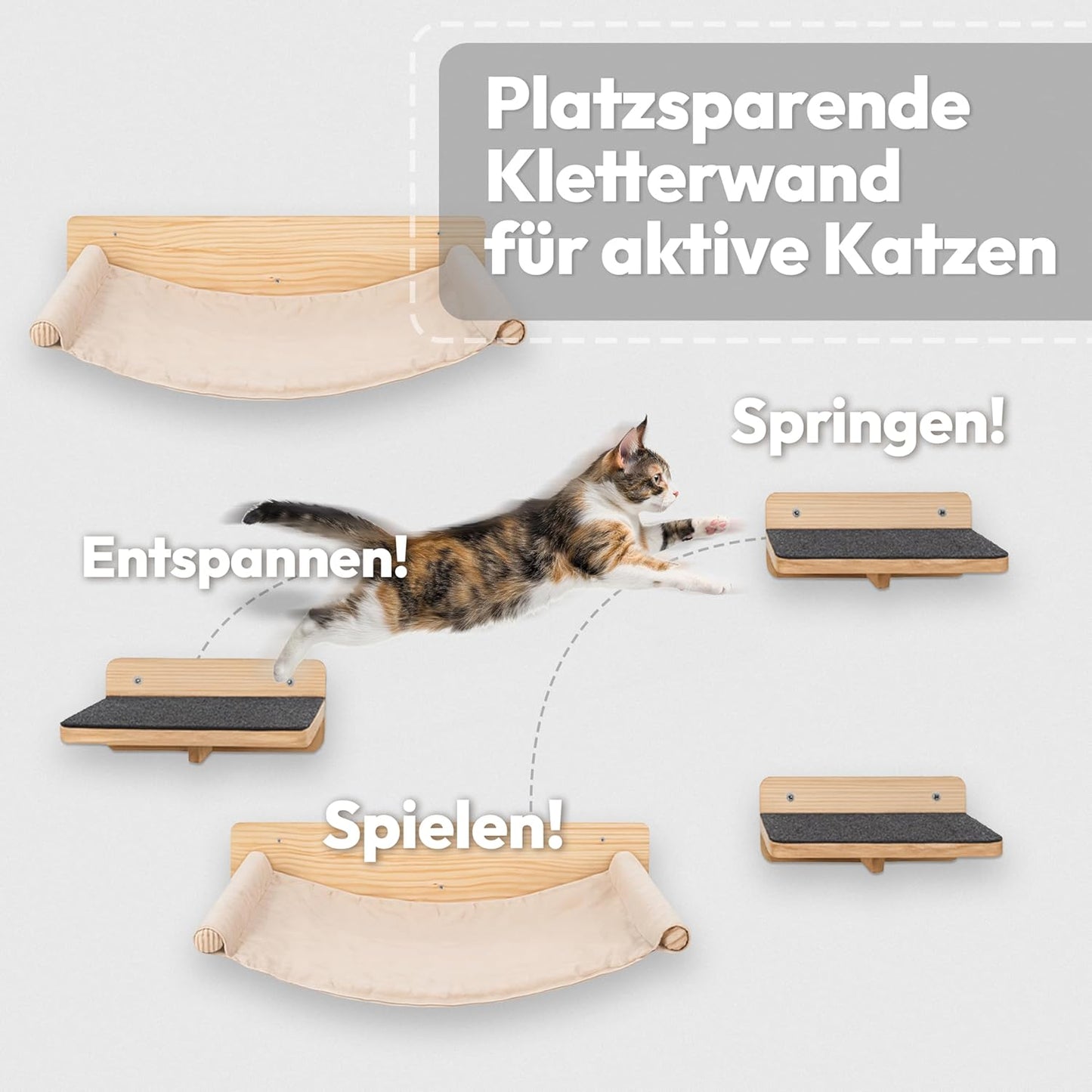 5-teiliges Hängematten-Set für Katzen, 5-teilig Beige