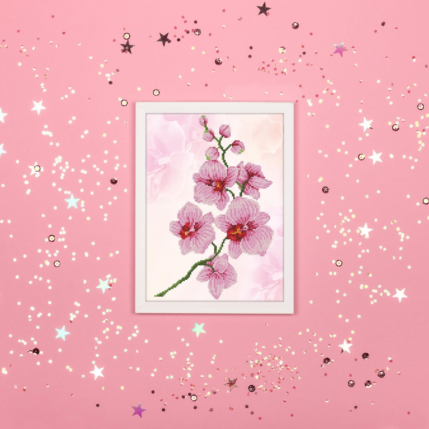 Diamant-Malerei-Set Orchideenspray (37 x 27 cm), 37 x 27cm Orchideenspray
