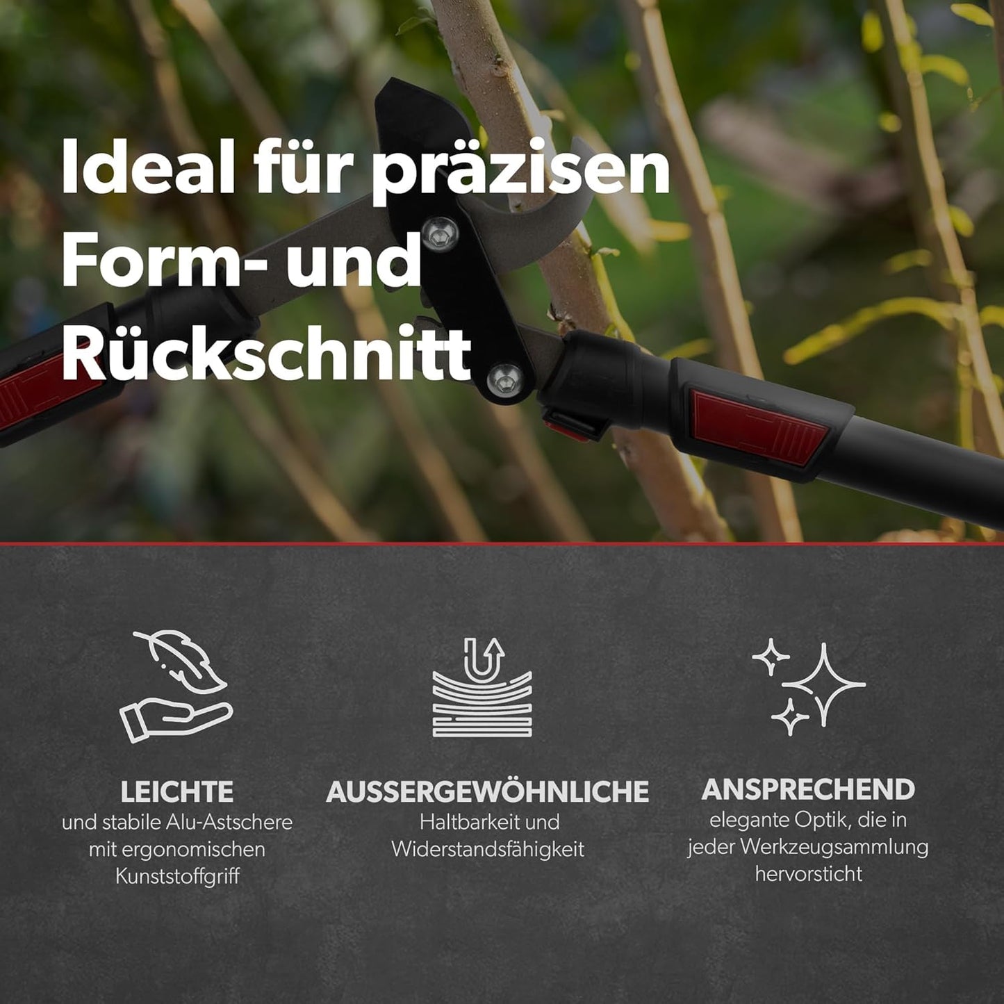 Teleskop-Bypass-Astschere für frisches Holz (66-92 cm), Teleskop-Bypass-Getriebe-Astschere