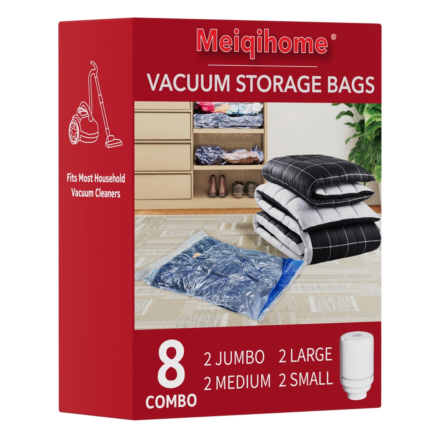 8-teiliges Vakuumbeutel-Set mit elektrischer Pumpe, 8 Combo-PUMP
