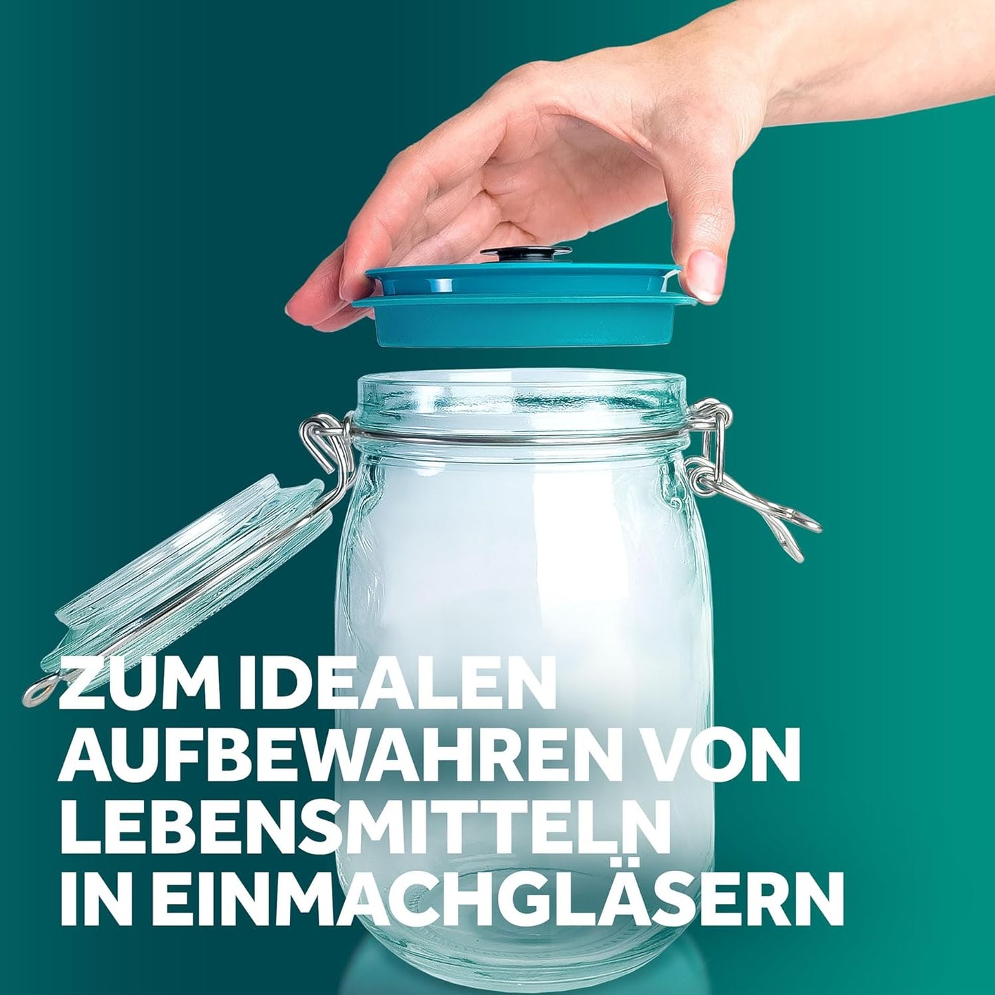 Vakuumdeckel-Set inkl. Pumpe für Einmachgläser, Grün