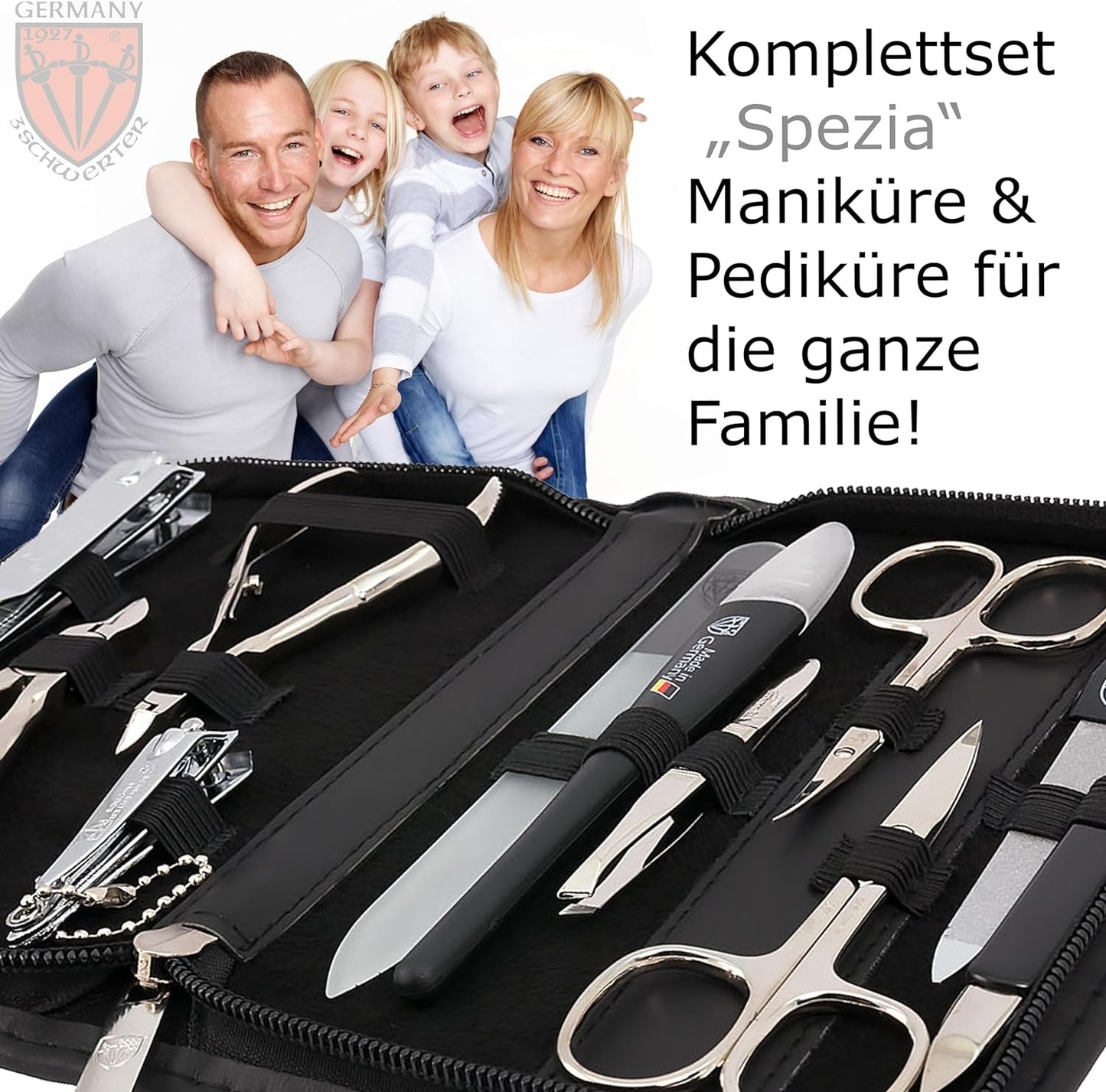 Maniküre Set, SCHWARZ / ECHT LEDER