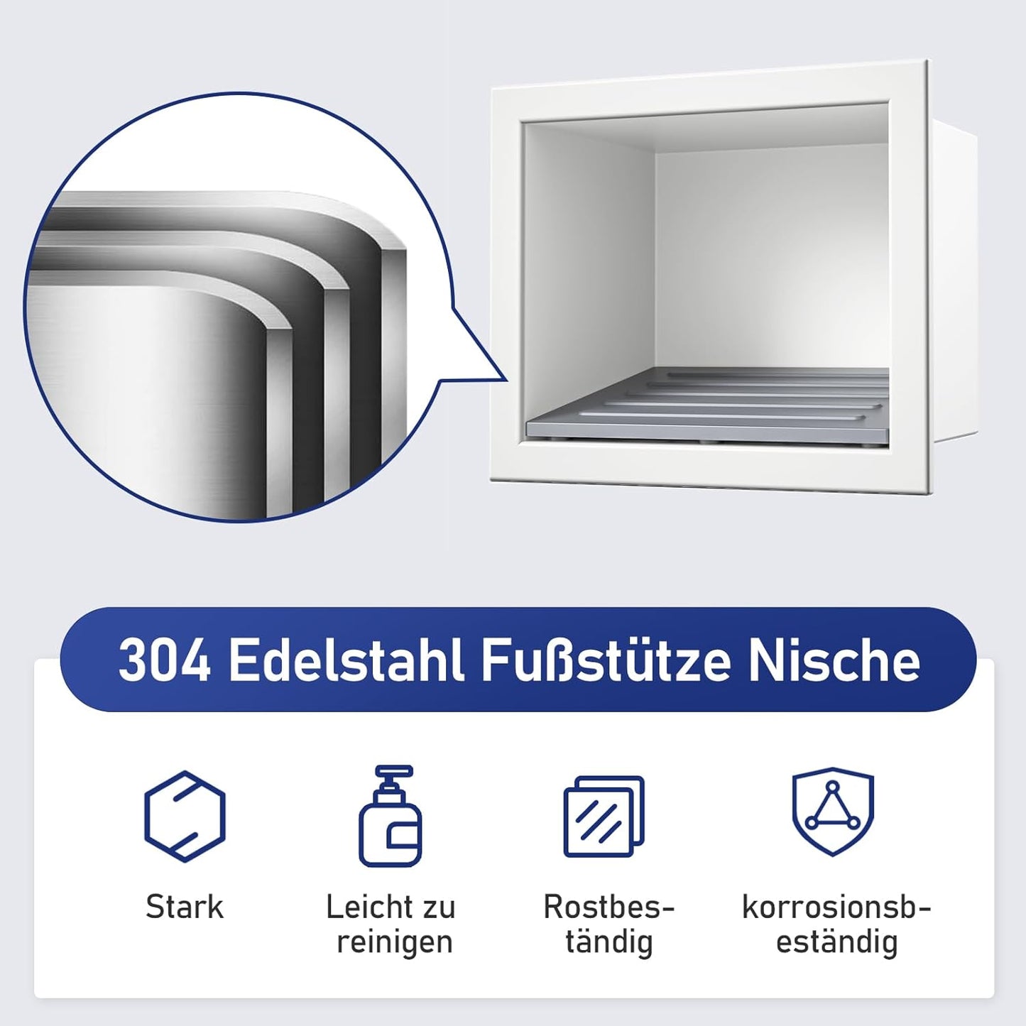 Duschnische Edelstahl Wandnische für Badezimmer (15x12 cm), 15 cm x12 cm Weiß