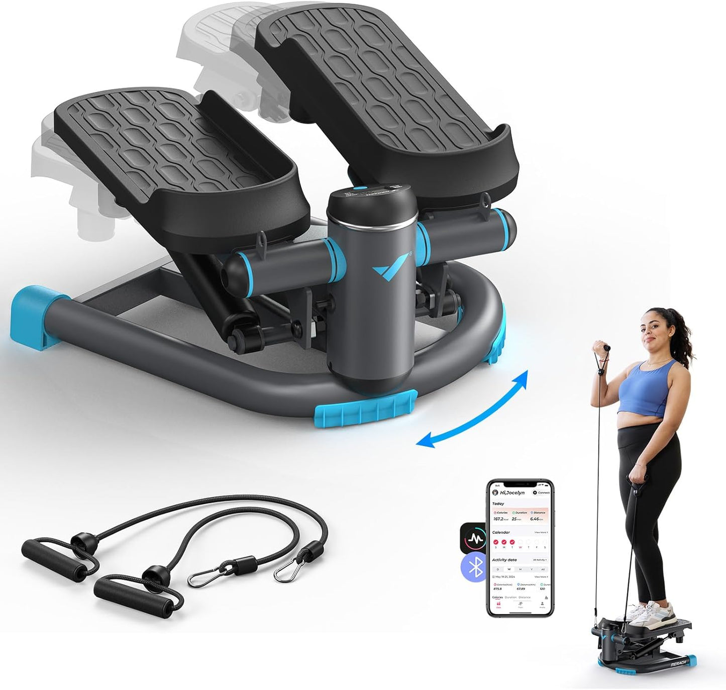 Mini Swing Stepper mit Widerstandsbändern, Schwarz
