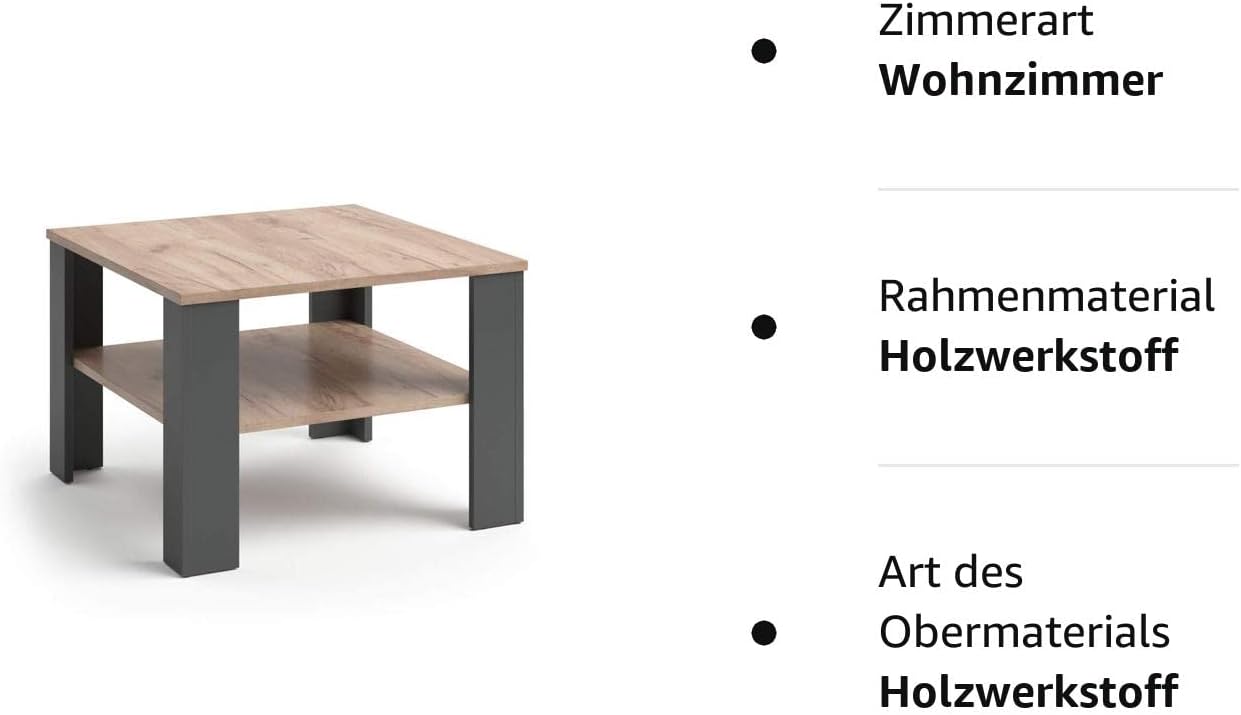 Couchtisch Homer, Anthrazit/Sandeiche