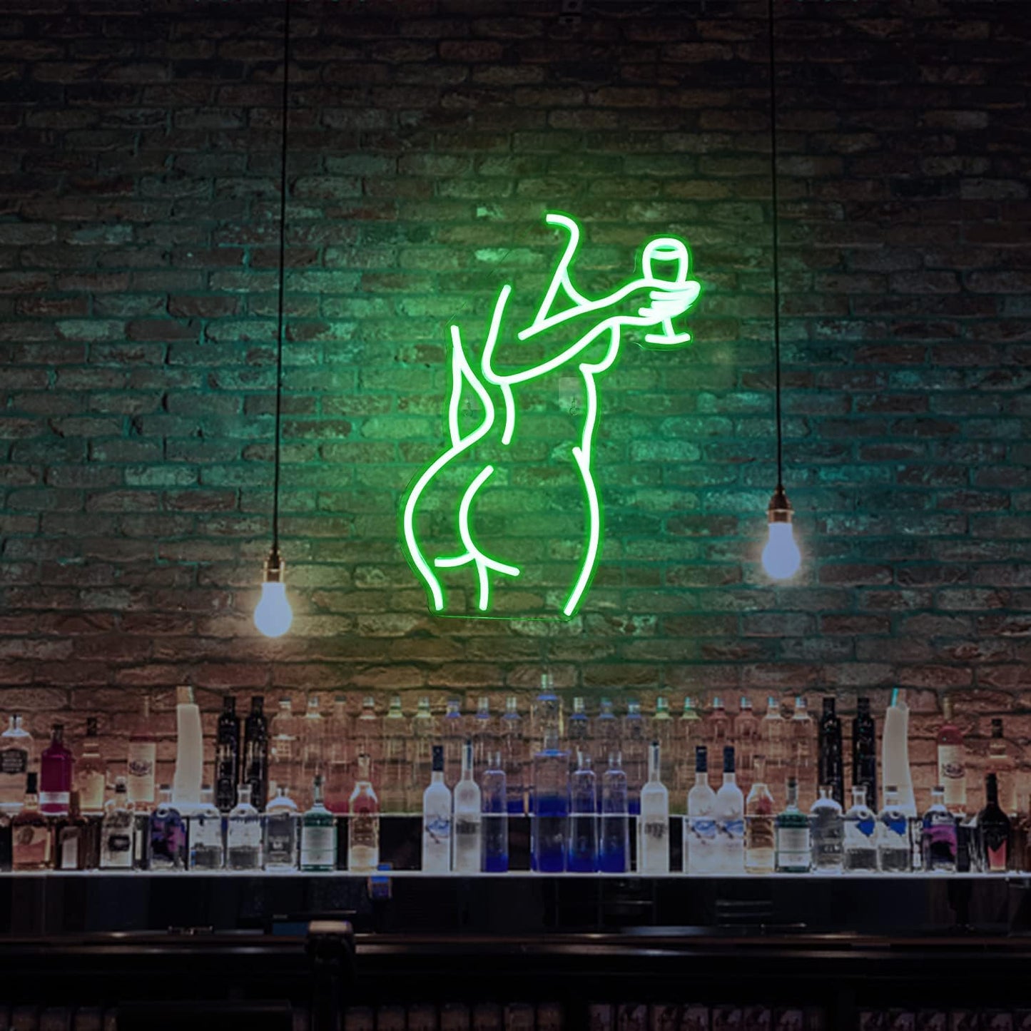 Neonschild Green Lady Back, green lady back