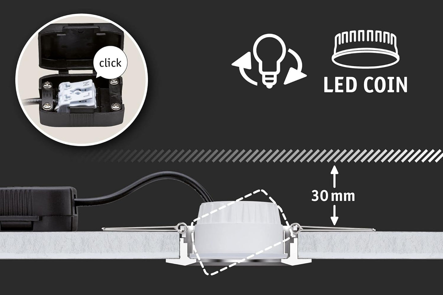 Einbauleuchte LED Base Set (3 Stück, nicht dimmbar), LED Coin, Nicht dimmbar, Weiss Matt