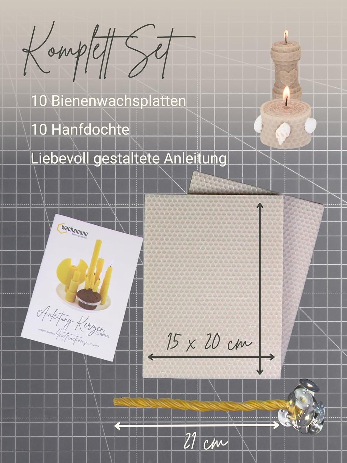 DIY Bienenwachs-Kerzen-Bastelset, Beige