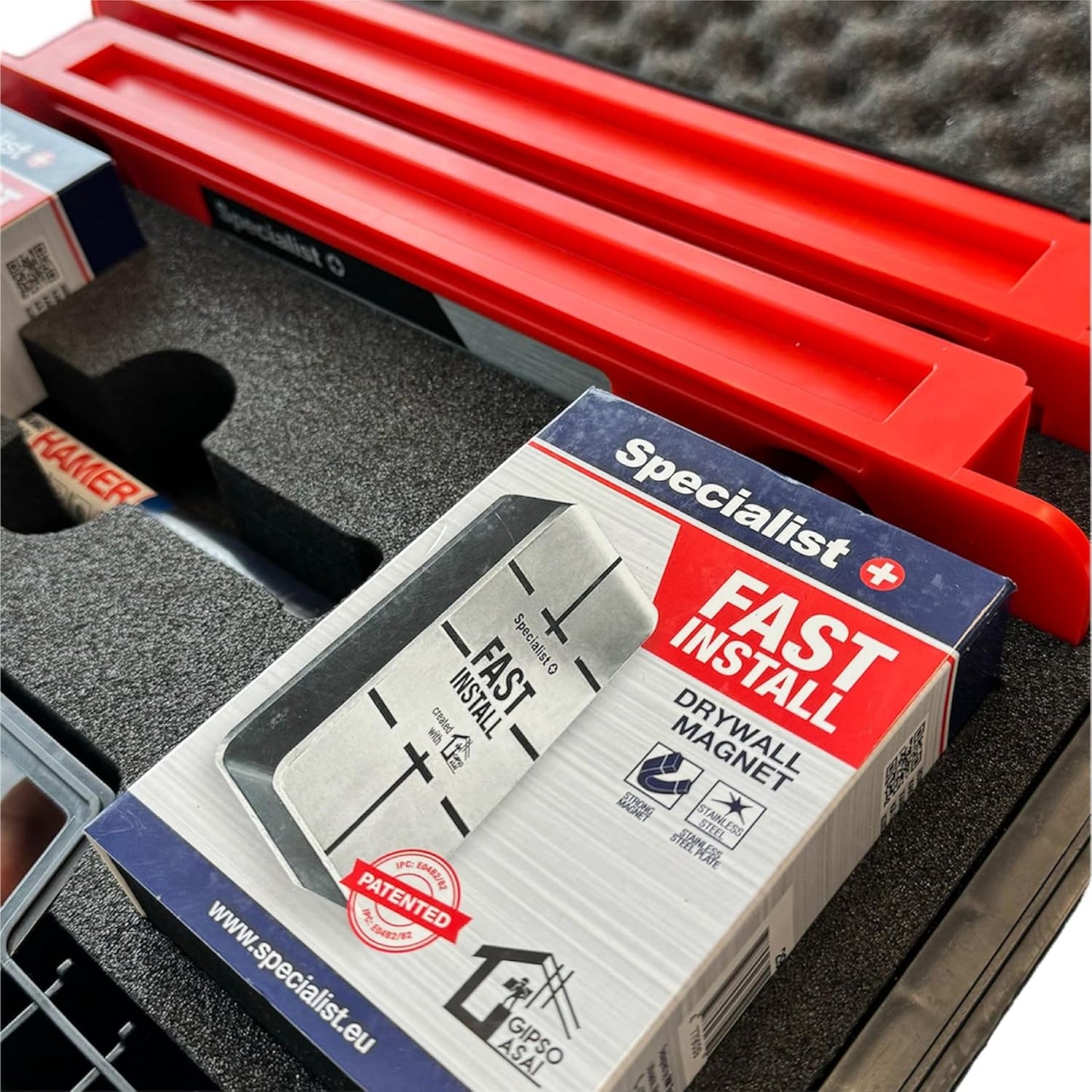 Trockenbau-Werkzeugset, x2 FAST INSTALL Magnets + x2 SPACER + HAMER
