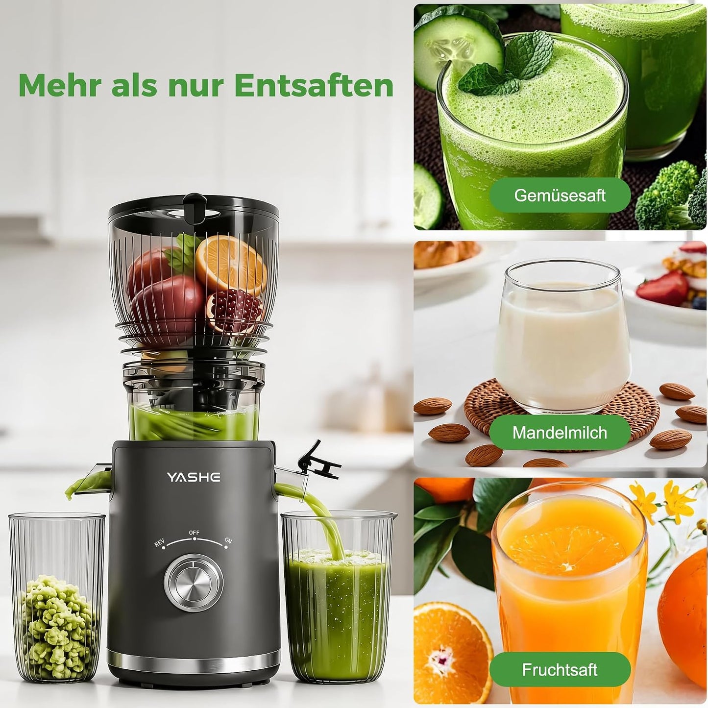 Slow Juicer mit grossem Einfüllschacht