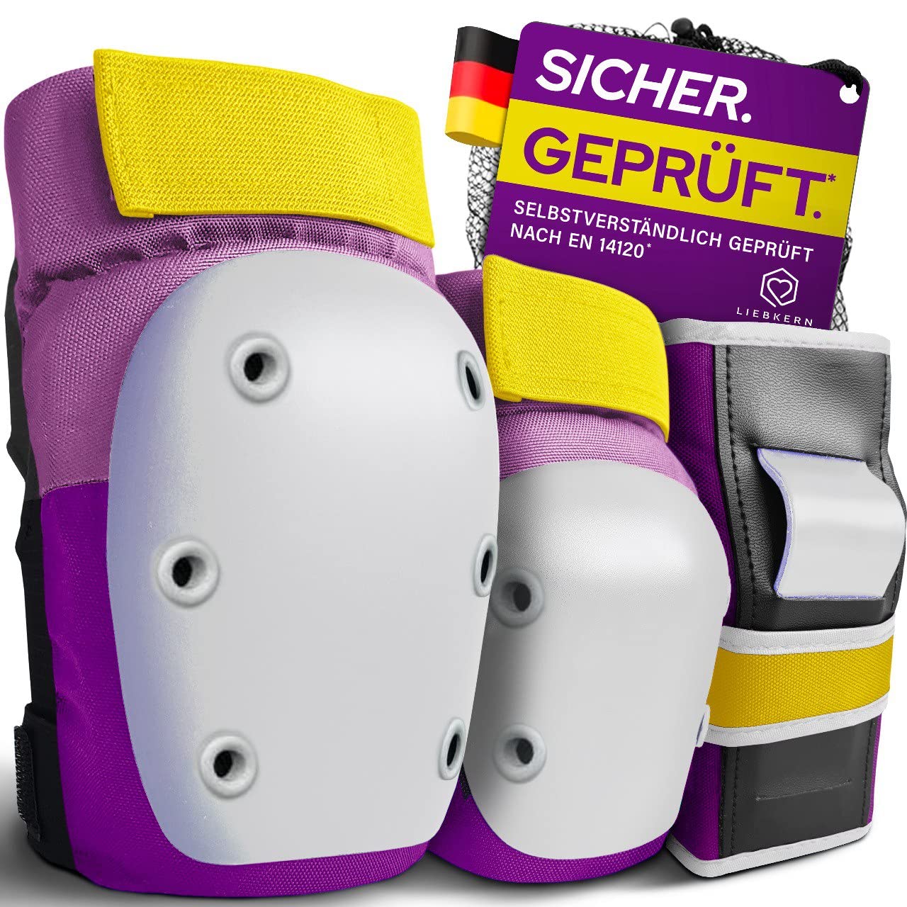 Protektoren-Set für Inline Skates, Violett L - Jugendliche / Erwachsene