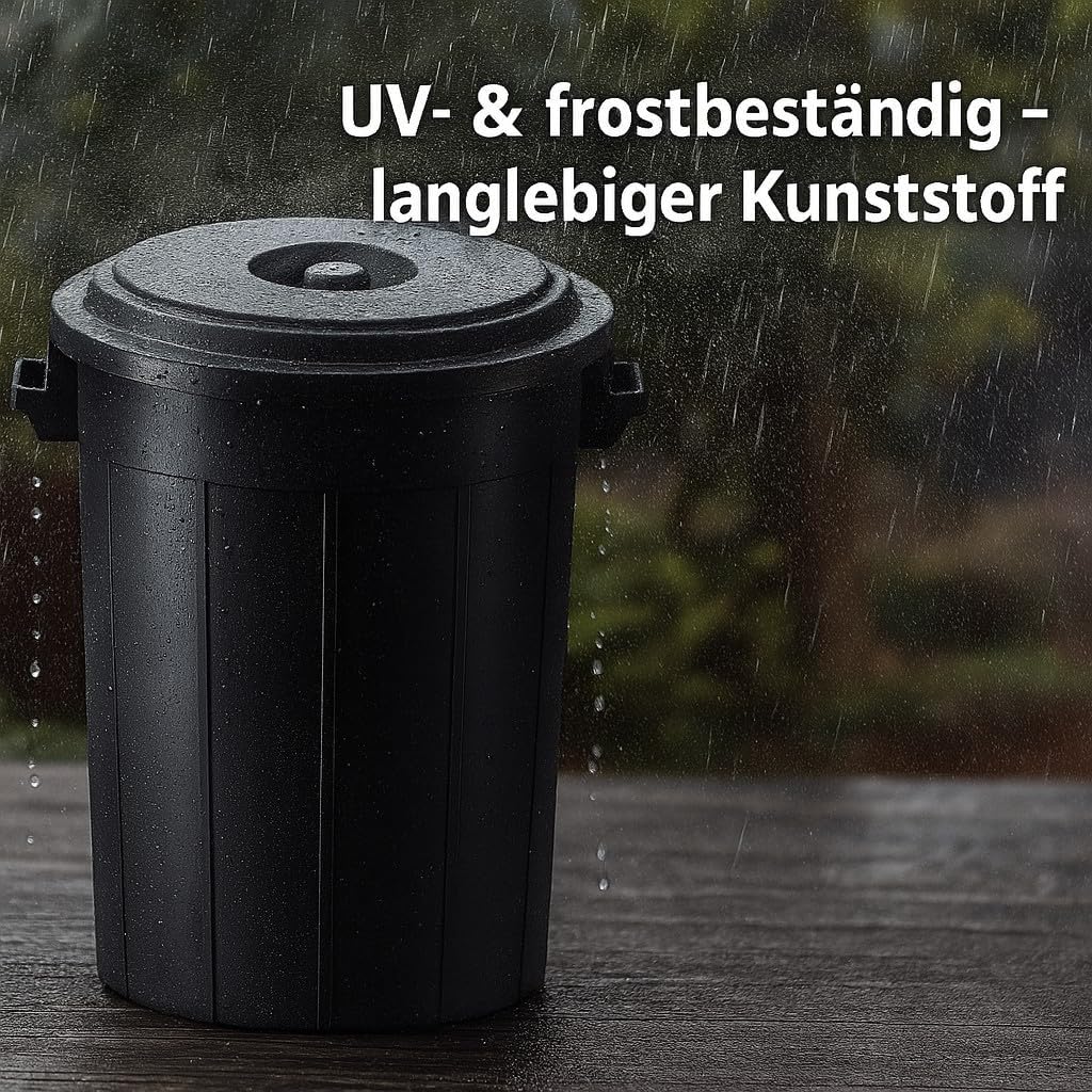 Mülltonne mit Deckel, Schwarz 70L