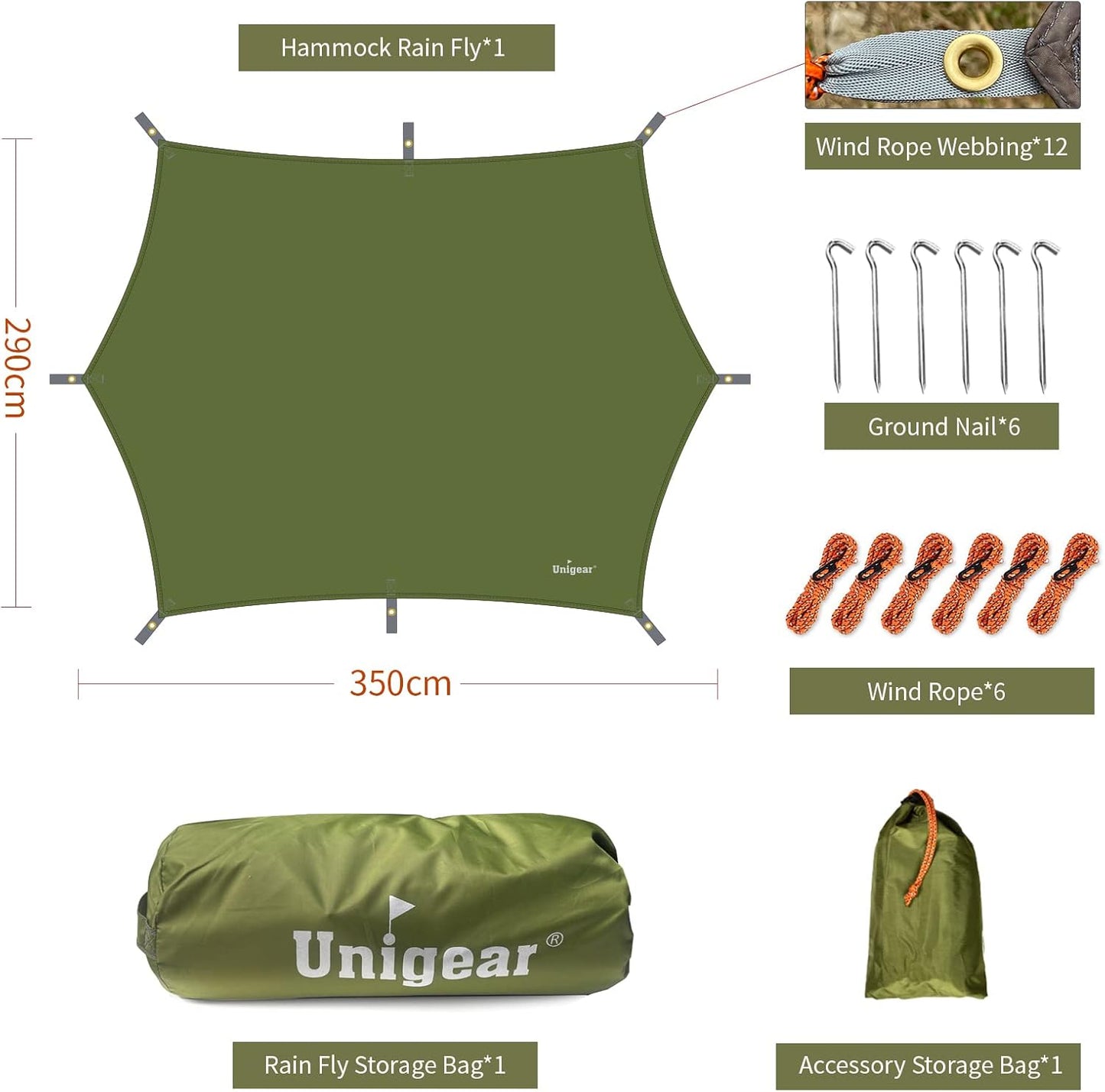Wasserdichtes Tarp, Grün 350x290cm