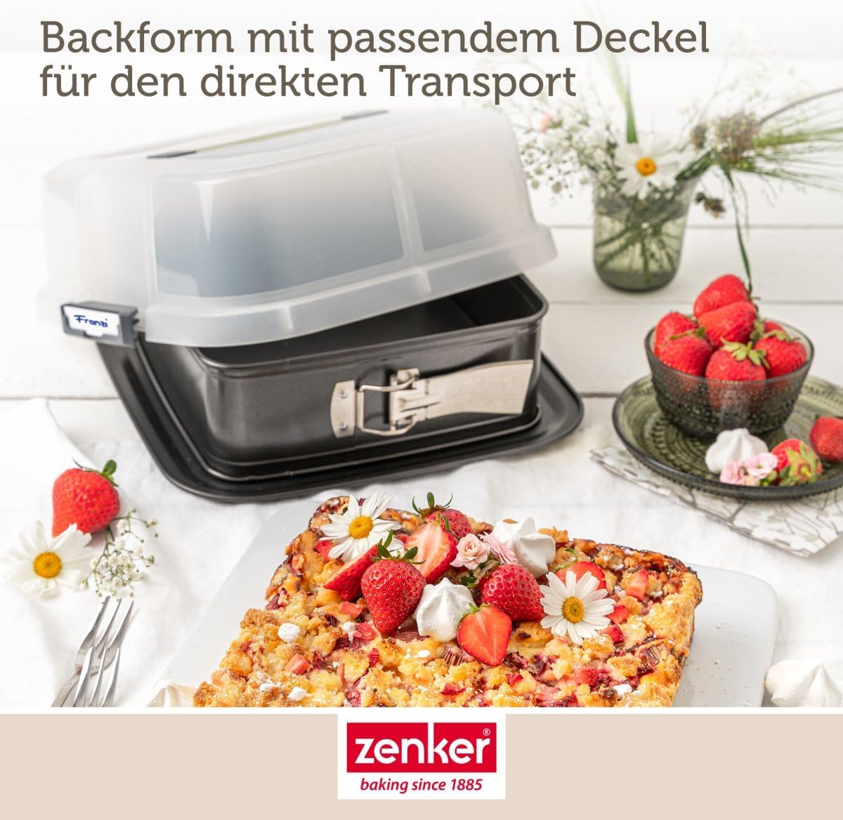 Springform 24x24 Bake,Click&Go, Quadratische Springform mit Haube