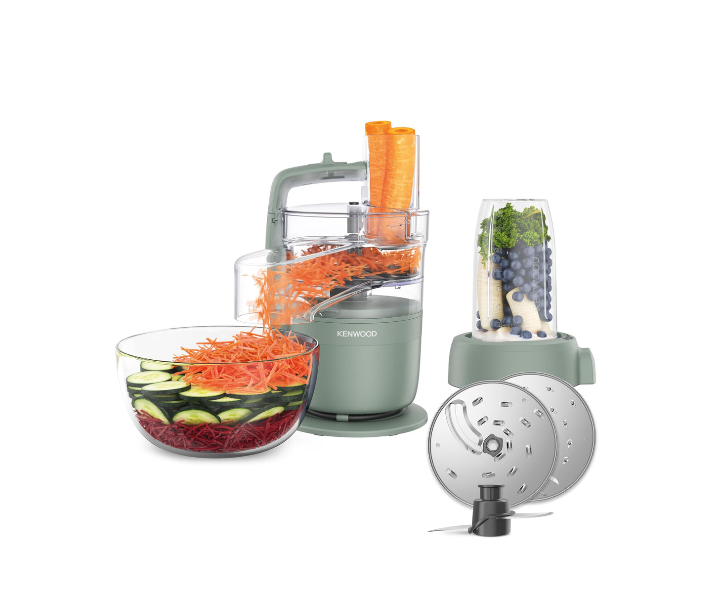 MultiPro Küchenmaschine mit Mixer-Aufsatz, Mit Standmixer-Aufsatz, 900W Eukalyptusgrün