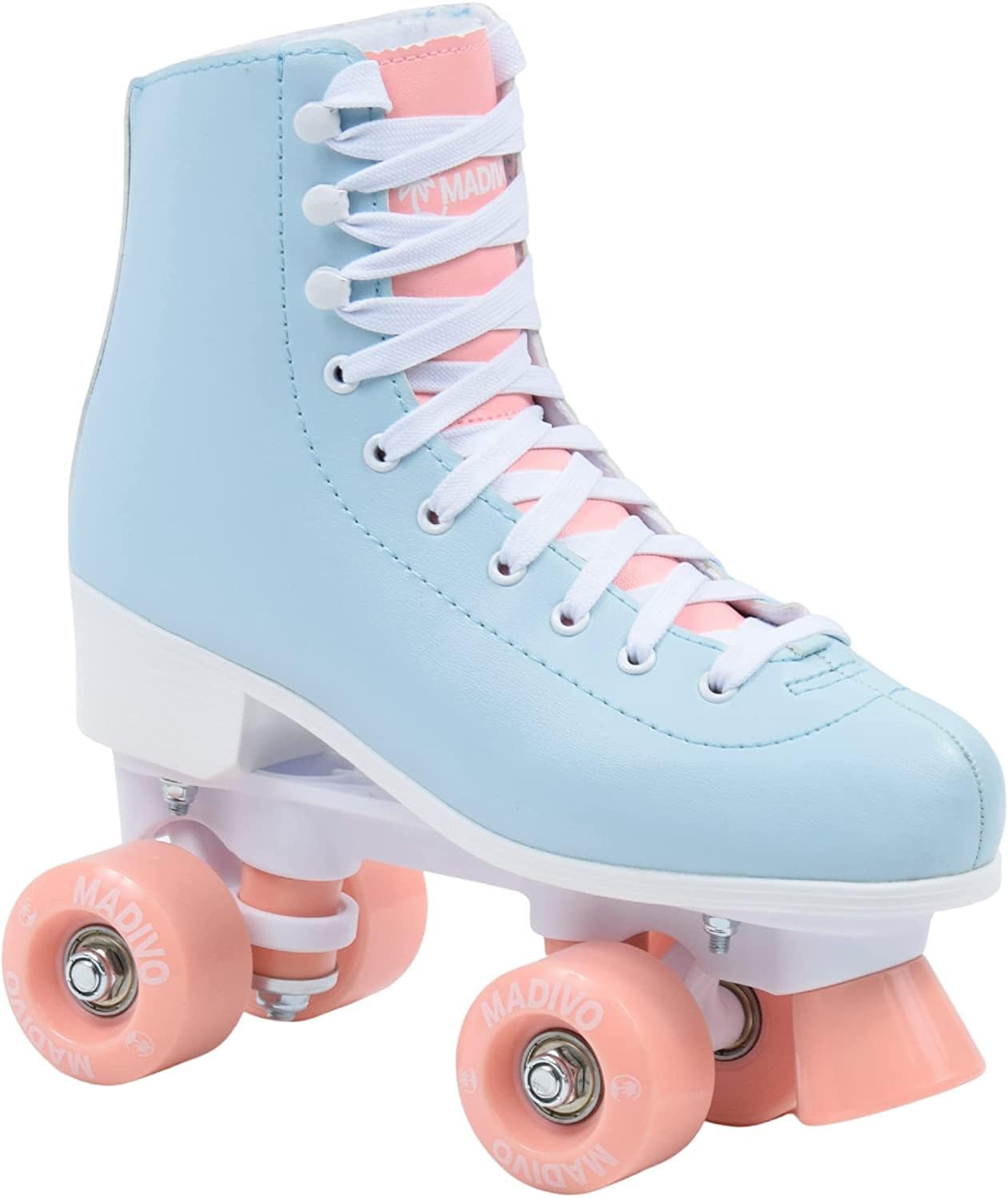 Klassische Retro Rollschuhe, Blau/Koralle, 38