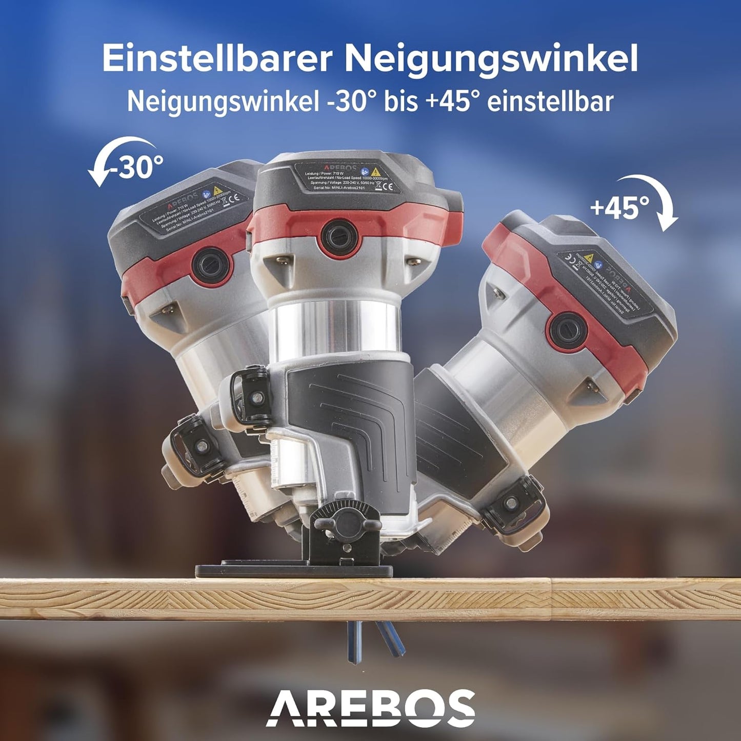 Oberfräse mit 6 Geschwindigkeitsstufen und Zubehör