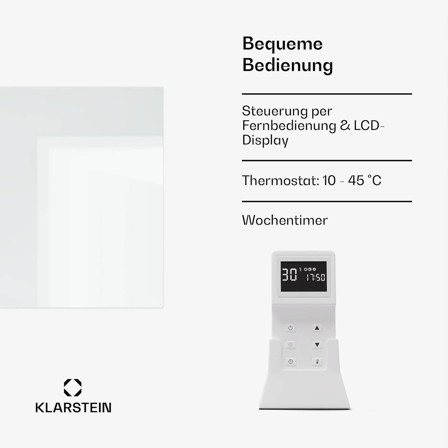 Marvel Mirror Infrarotheizung mit Thermostat und Spiegeloberfläche, 600 W Silber