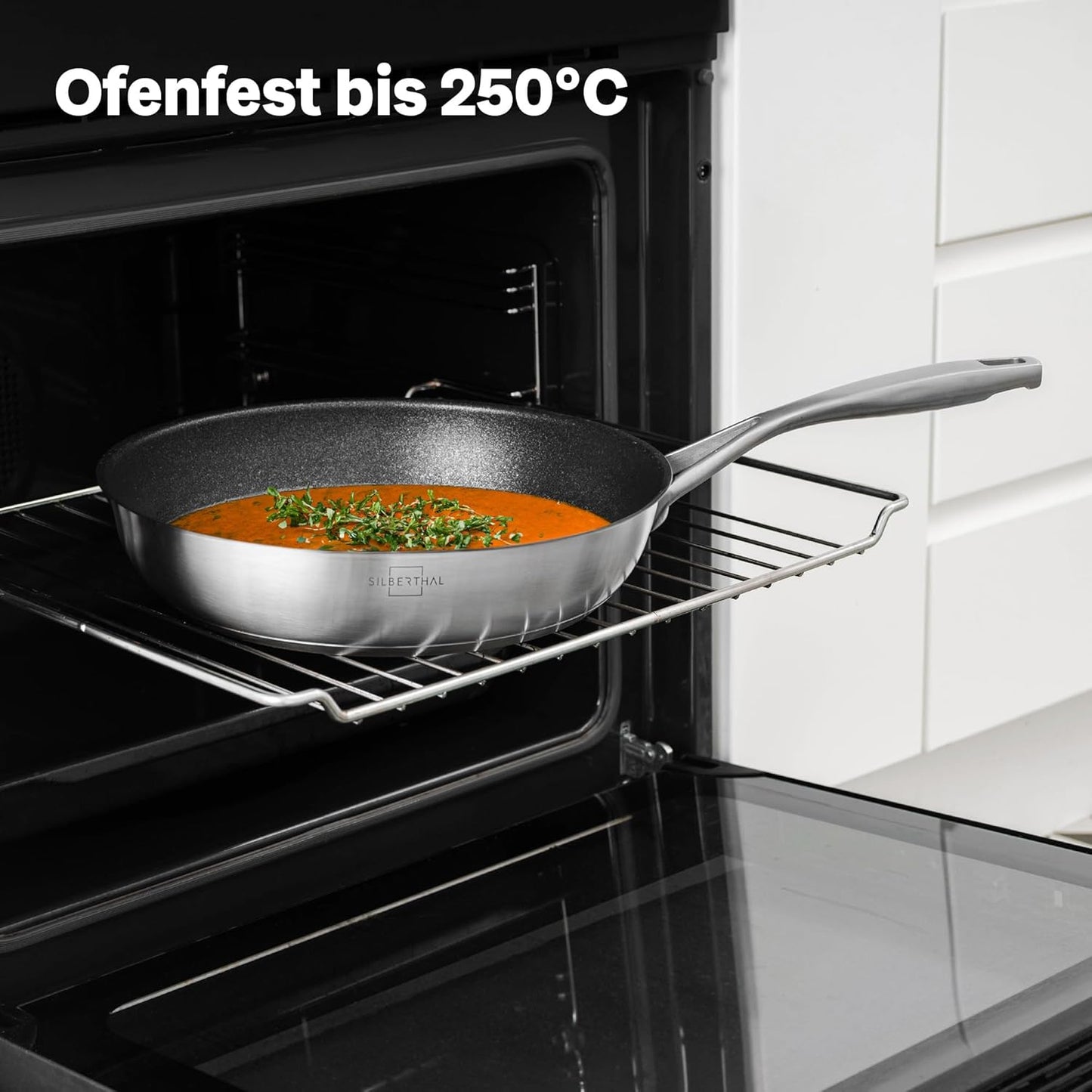 3-teiliges Bratpfannen-Set, antihaftbeschichtet, backofenfest bis 250°C, Beschichtet 3er Set | 20, 24 + 28cm