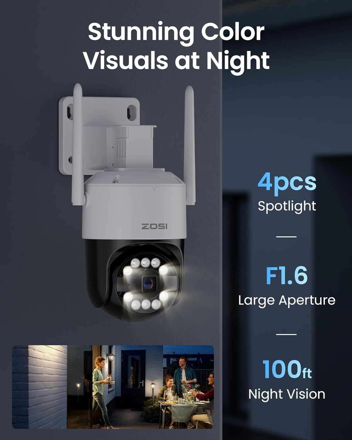 3K Wi-Fi 6 Outdoor Überwachungskamera 360°, C296 5MP, 5MP Wi-Fi 6, 1 Stück Kamera