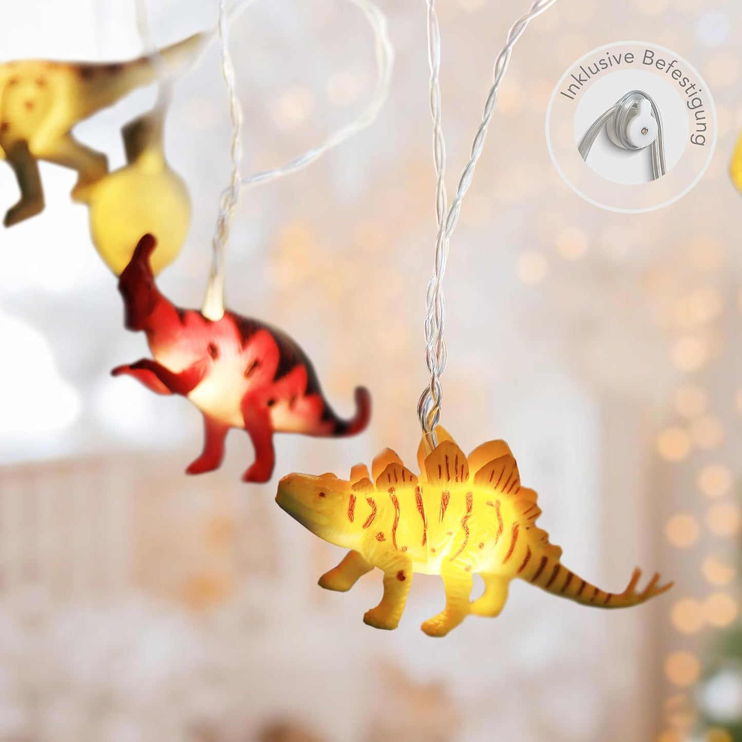 Dino Lichterkette, Stecker - 12 Dinos - Schalter