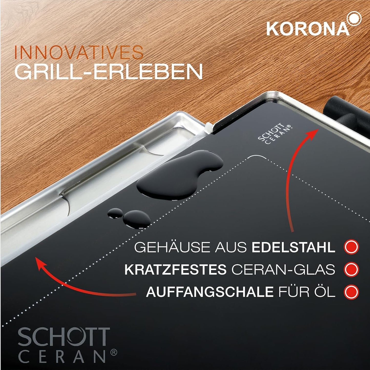2-in-1 Glas-Tischgrill mit Warmhaltefunktion